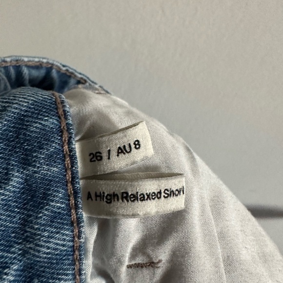 Abrand Jeans Distressed A High Relaxed Denim Shorts in Salty Blue Size 26 EUC - Picture 14 of 14